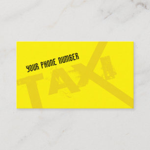 Carte De Visite TAXI jaune pour chauffeur de taxi professionnel