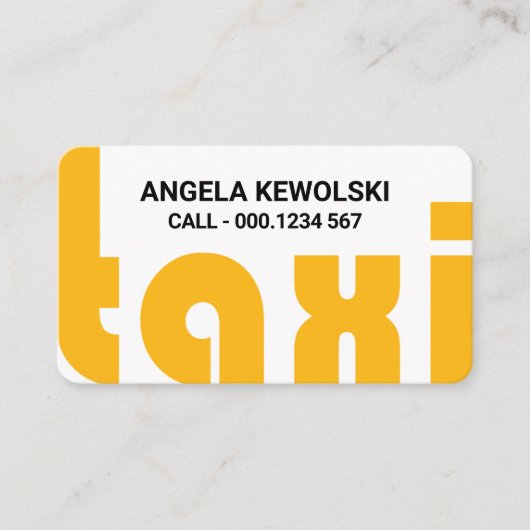 Carte De Visite Taxi Jaune Signalisation Conduite (Devant)