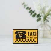 Carte De Visite Taxi jaune Téléphone noir chèque (Debout devant)