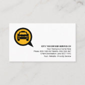 Carte De Visite Taxi jaune Téléphone noir chèque (Dos)