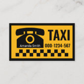 Carte De Visite Taxi jaune Téléphone noir chèque (Devant)