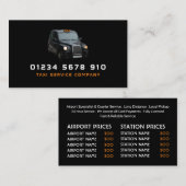 Carte De Visite Taxi noir, Tarifs (Devant / Derrière)