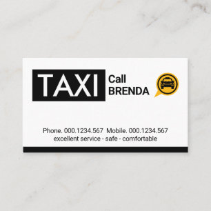 Carte De Visite Taxi Voiture noire Tab