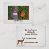 Carte De Visite taxidermiste gros chasseur de dollars avec arme (Devant / Derrière)