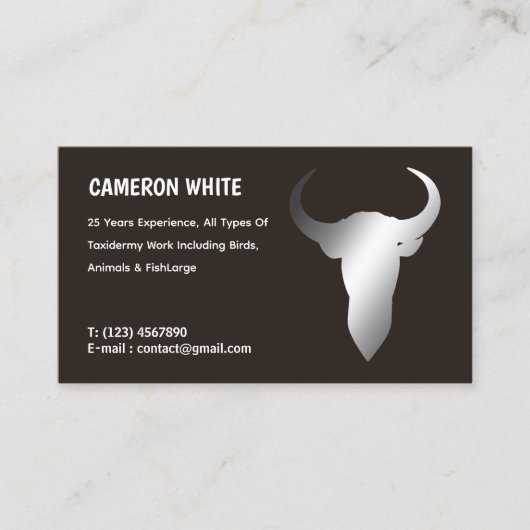 Carte De Visite Taxidermiste noir (Devant)