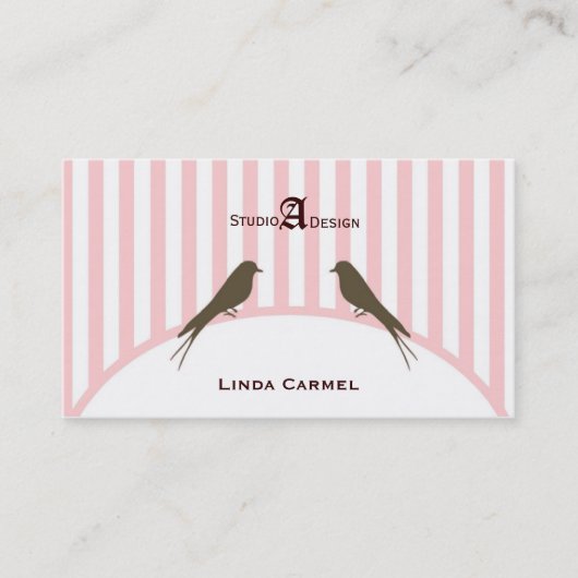 Carte De Visite (Tba) (carte de visite d'oiseaux de rayure de rose (Devant)