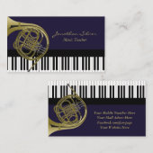 Carte De Visite Teacher de musique Piano Keys French Horn Professi (Devant / Derrière)