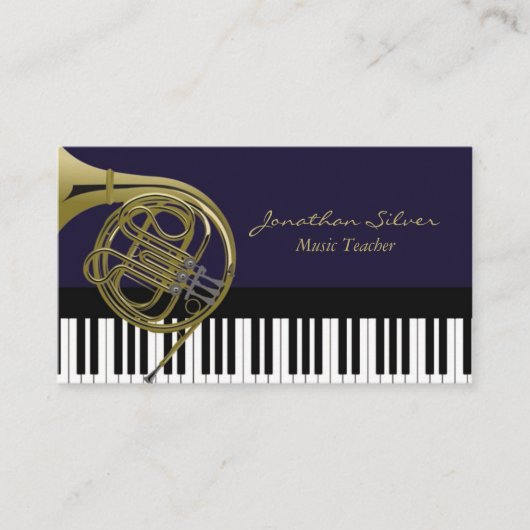 Carte De Visite Teacher de musique Piano Keys French Horn Professi (Devant)