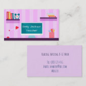 Carte De Visite Teacher Purple Stripes (Devant / Derrière)