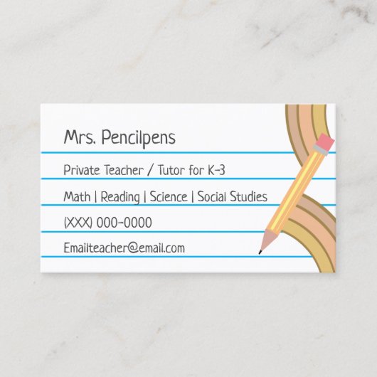 Carte De Visite Teacher Tutor Neutral Boho Rainbow Flashcard (Devant)