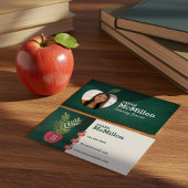 Carte De Visite Teacher Tutoring Green Chalkboard Apple Photo