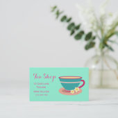 Carte De Visite Teacup de concepteur de café rétro (Debout devant)