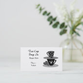 Carte De Visite Teacups empilage noir et blanc (Debout devant)