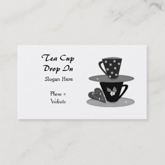 Carte De Visite Teacups empilage noir et blanc (Devant)