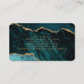 Carte De Visite Teal Blue Gold Agate Microblading Arrondi (Dos)