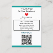 Carte De Visite Teal Blue Jewelry Earrings Website QR Code (Dos)