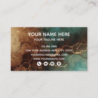 Carte De Visite Teal Bronze Marble Luxury Business Card