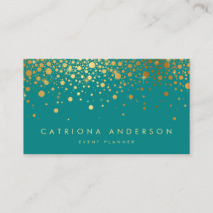 Carte de visite   Teal de confettis de feuille