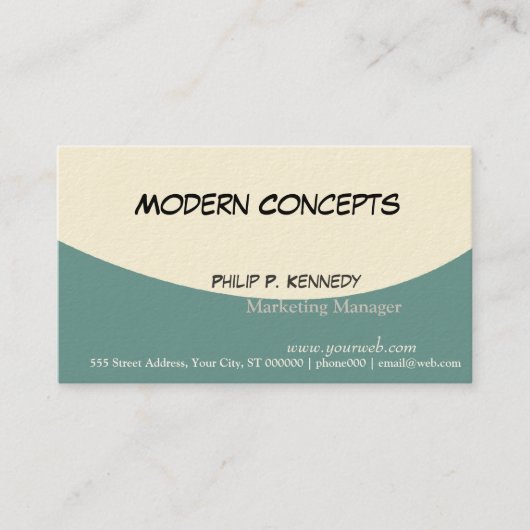 Carte De Visite Teal et circulaire inclinée inégale bleue vers le (Devant)