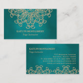 Carte De Visite Teal et mandala d'or (Devant / Derrière)