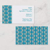 Carte De Visite Teal et modèle d'hippocampe de couleur de pêche (Devant / Derrière)
