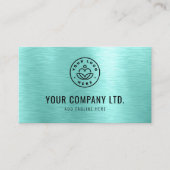 Carte De Visite Teal Faux Brushed Metal Professional QR Code (Devant)