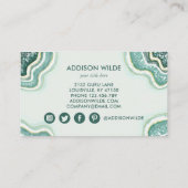 Carte de visite Teal Gold Glitter Agate Geode (Dos)