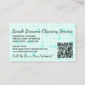 Carte De Visite Teal Maid Janitorial Lady qr code Cleaning Service (Dos)