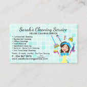 Carte De Visite Teal Maid Janitorial Lady qr code Cleaning Service (Devant)