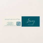 Carte De Visite Teal Modern Elegant Script QR Code Professional (Extérieur déplié)