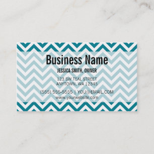 Carte De Visite Teal moderne et motif blanc de Chevron