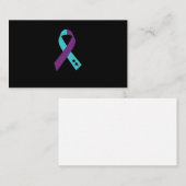 Carte De Visite Teal Purple Ribbon Semicolon Suicide Prevention (Devant / Derrière)