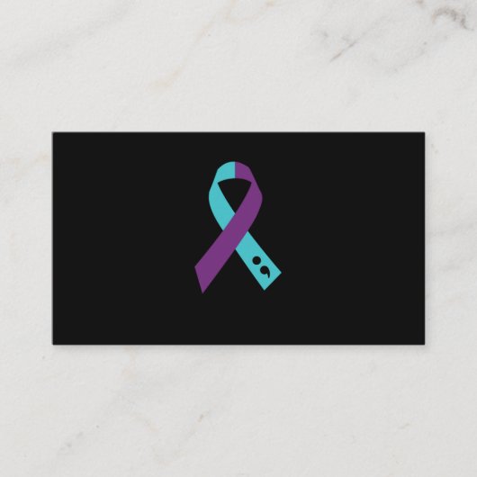 Carte De Visite Teal Purple Ribbon Semicolon Suicide Prevention (Devant)