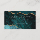 Carte De Visite Teal - Turquoise et pierre d'agate géode dorée (Dos)
