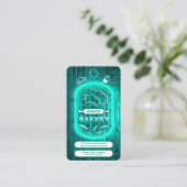 Carte De Visite Teal Turquoise Mint Neon Bakery Custom Logo Name (Debout devant)
