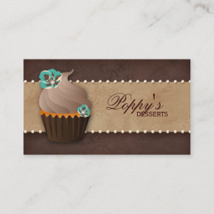 Carte de visite Teal vintage Brown floral de petit