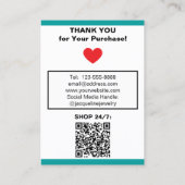 Carte De Visite Teal White Necklace Earrings Website QR Code (Dos)