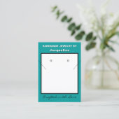 Carte De Visite Teal White Necklace Earrings Website QR Code (Debout devant)