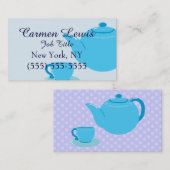Carte De Visite Teapot bleu classique (Devant / Derrière)