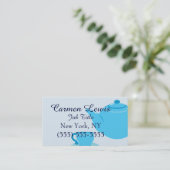 Carte De Visite Teapot bleu classique (Debout devant)