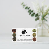 Carte De Visite Teapot Pour Logo | Feuilles de thé (Debout devant)