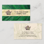 Carte De Visite Teapot rustique | Congé vert | (Devant / Derrière)