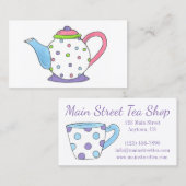 Carte De Visite Teapot Tea Party Pot Teacup Teacup Temps (Devant / Derrière)