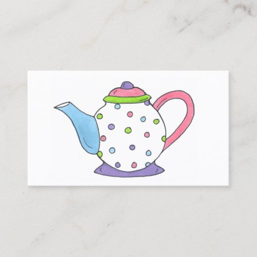 Carte De Visite Teapot Tea Party Pot Teacup Teacup Temps (Devant)