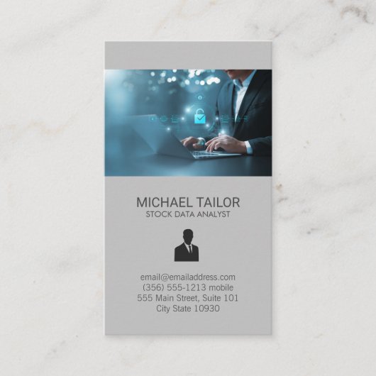 Carte De Visite Tech Networking Data Analyst Travailler sur l'ordi (Devant)