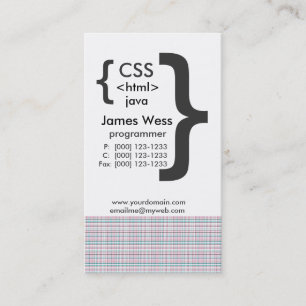 Carte De Visite Techie Java CSS Computer Web Programmer