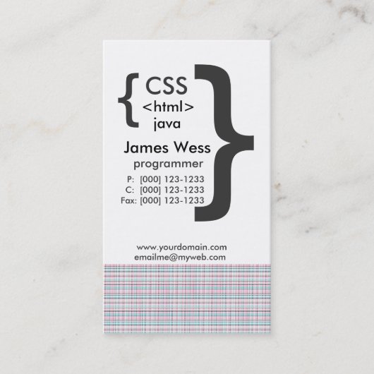 Carte De Visite Techie Java CSS Computer Web Programmer (Devant)