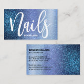 Carte De Visite Technicien à ongles Aqua Baby Blue Triple Parties  (Devant / Derrière)