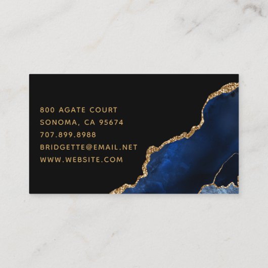 Carte De Visite Technicien à ongles de Géode d'Or Bleu (Dos)