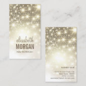 Carte De Visite Technicien à ongles - Éclats d'or brillants (Devant / Derrière)